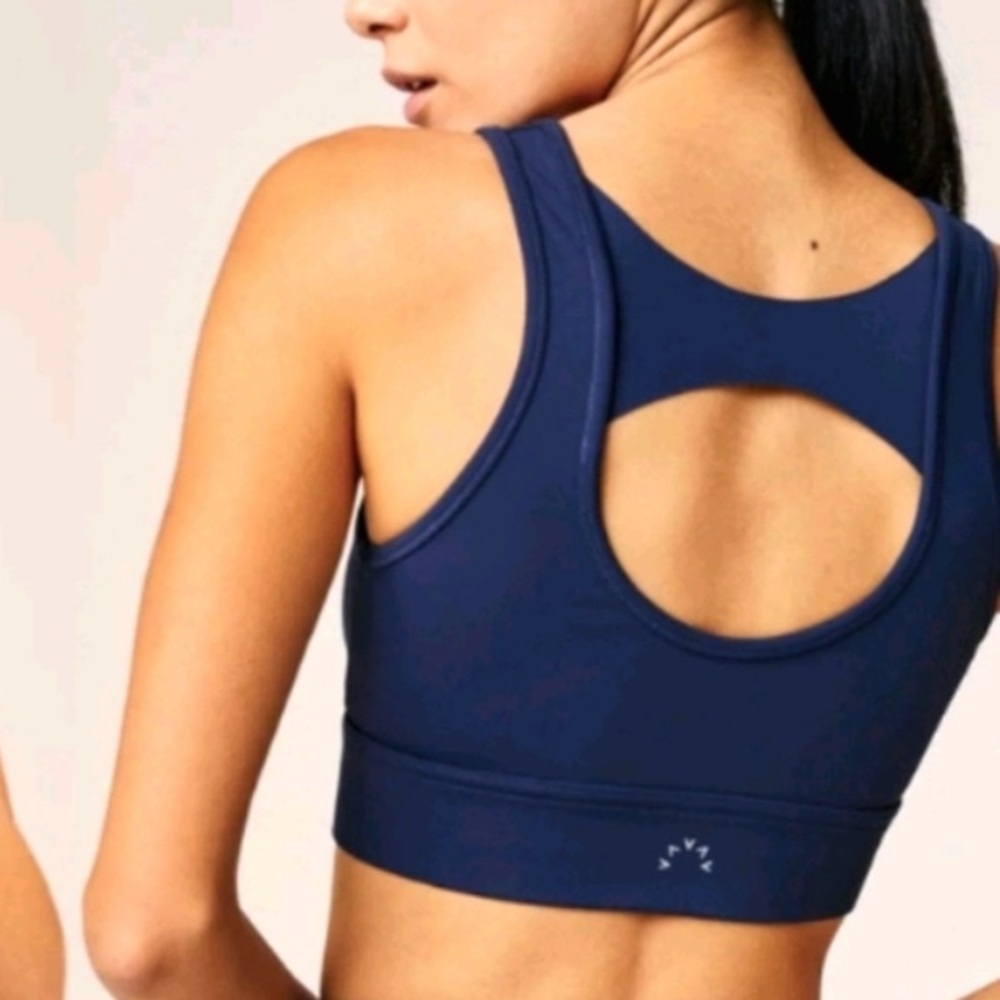 VARLEY Fay Zip Front Sport Bra in Navy Depths Women's Size Small